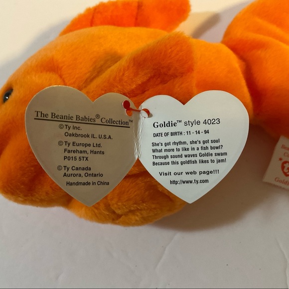 RARE 1994 original Ty Goldie fish beanie baby with ERRORS - Picture 3 of 7